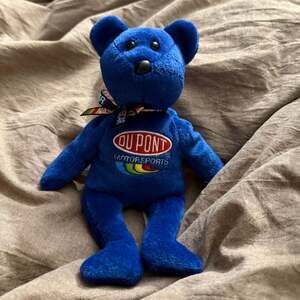 Vintage NASCAR DuPont Motorsports Jeff Gordon Blue Beanie Baby Bear Plush Toy